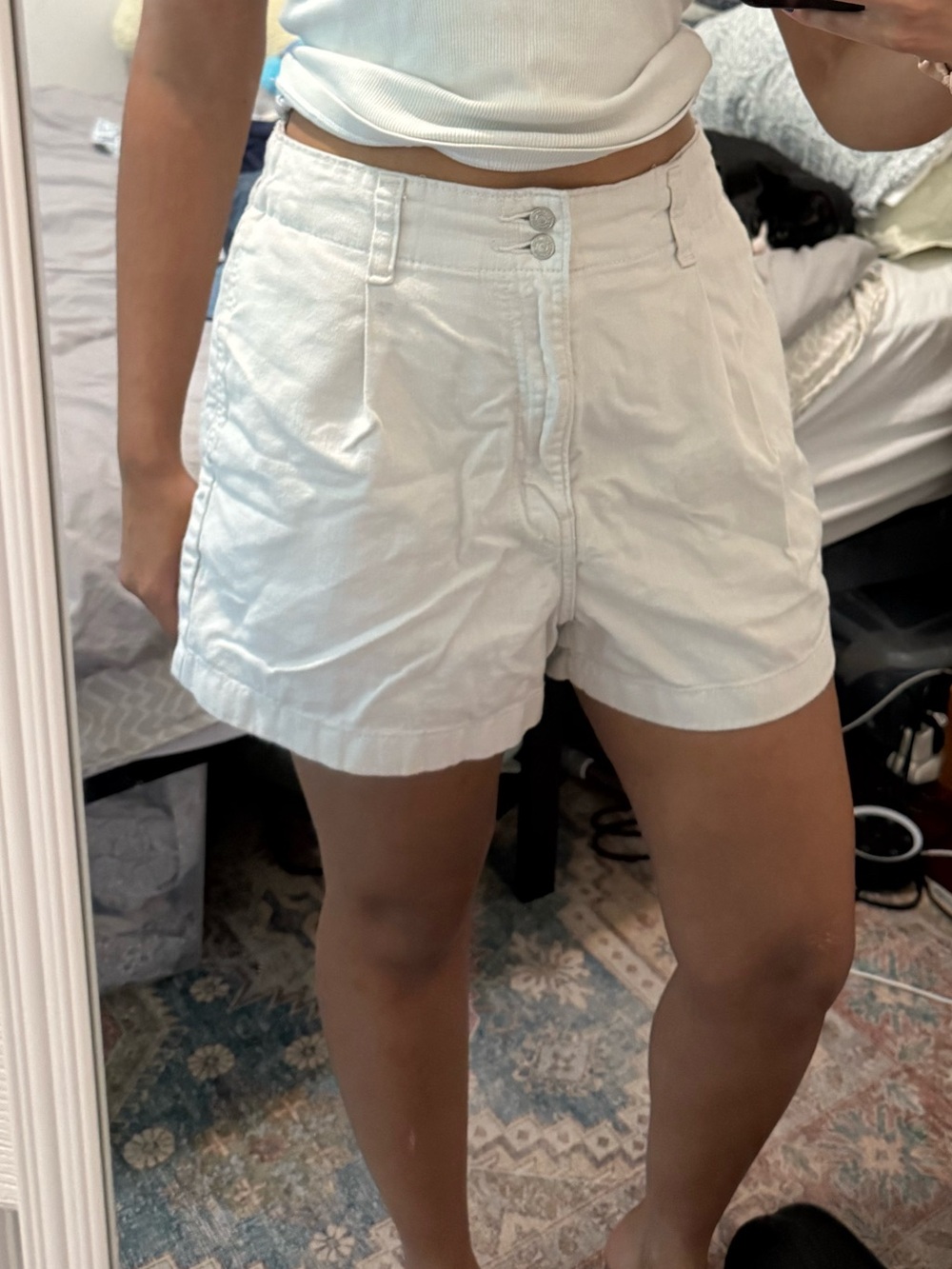 White High-Waisted Women's Shorts